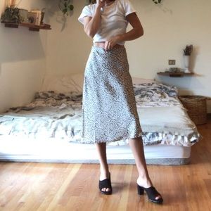 Leopard Silky Midi Skirt